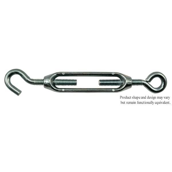 Midwest Fastener 1/4" x 5-1/4" Zinc Plated Steel Eye-Hook Turnbuckle 10PK 52358 - main